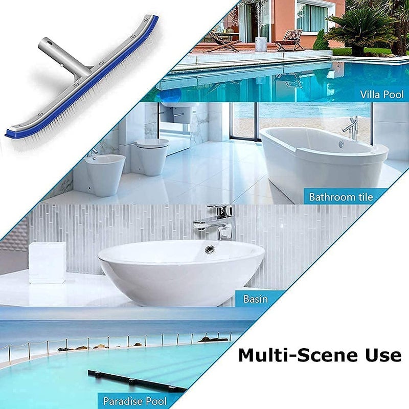 REKOBON Swimming Pool Brush with Pool Skimmer Net Kit,17.5" Aluminum Pool Cleaning Brush with Nylon Pool Bristles, Heavy Duty Pool Fine Mesh Frame Net, Pool Cleaner Supplies(Pole not Included) - Image 4
